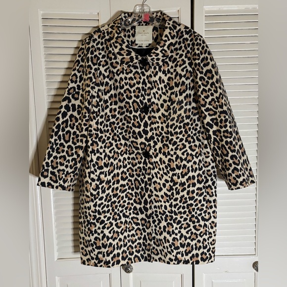 kate spade Jackets & Blazers - KATE SPADE silk blend LEOPARD coat TOPPER button front PLUS SIZED 14